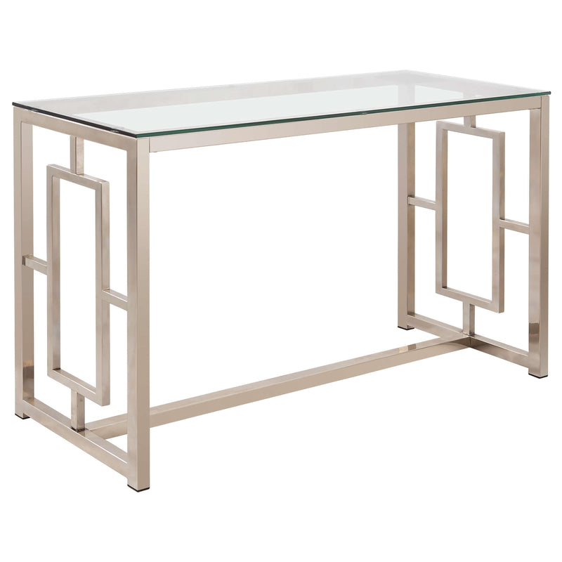 Coaster Furniture Merced 703739 Glass Top Metal Entryway Sofa Console Table - Nickel IMAGE 1