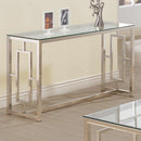 Coaster Furniture Merced 703739 Glass Top Metal Entryway Sofa Console Table - Nickel IMAGE 2