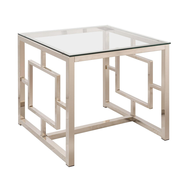 Coaster Furniture Merced 703737 Square Glass Top Side End Table - Nickel IMAGE 1