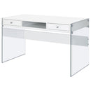 Coaster Furniture Dobrev 800829 48-inch 2-Drawer Writing Desk - White High Gloss IMAGE 4