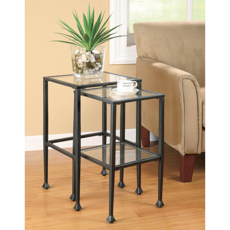 Coaster Furniture Leilani 901073 2-piece Glass Top Nesting Table Set - Black IMAGE 1