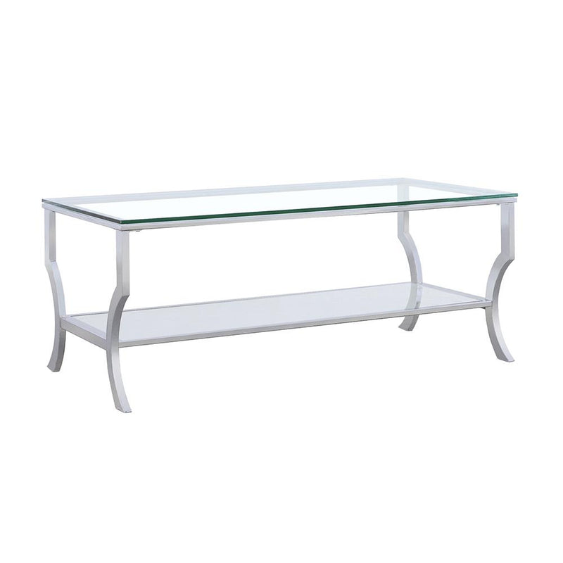 Coaster Furniture Saide 720338 Rectangular Glass Top Coffee Table - Chrome IMAGE 1