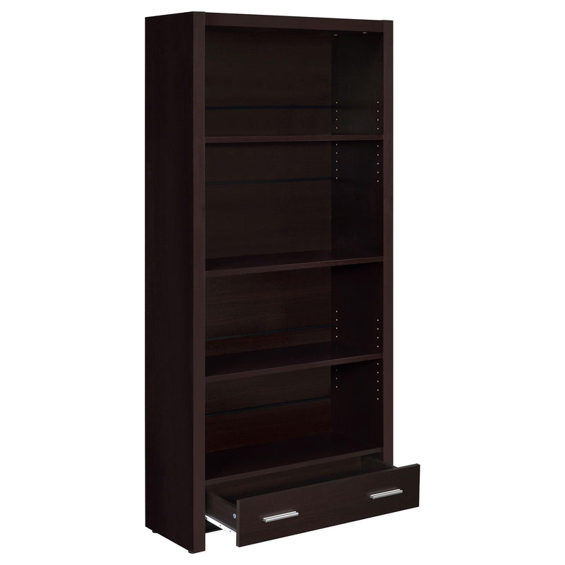 Coaster Furniture Skylar 800905 71-inch 5-shelf Bookcase with Drawer - Cappuccino IMAGE 2