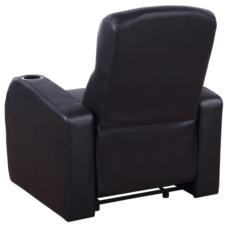 Coaster Furniture Cyrus 600001 Upholstered Track Arm Recliner - Black IMAGE 4