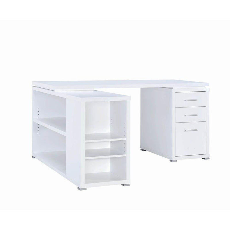 Coaster Furniture Yvette 800516 60-inch 3-Drawer L-Shape Computer Desk - White IMAGE 2