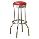 Coaster Furniture Retro 2299R Upholstered Metal Swivel Bar Stool - Red (Set of 2) IMAGE 1