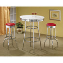 Coaster Furniture Retro 2299R Upholstered Metal Swivel Bar Stool - Red (Set of 2) IMAGE 3