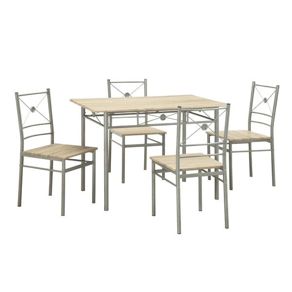 Coaster Furniture Anna 100035 5-piece Rectangular Dining Table Set - Silver IMAGE 1