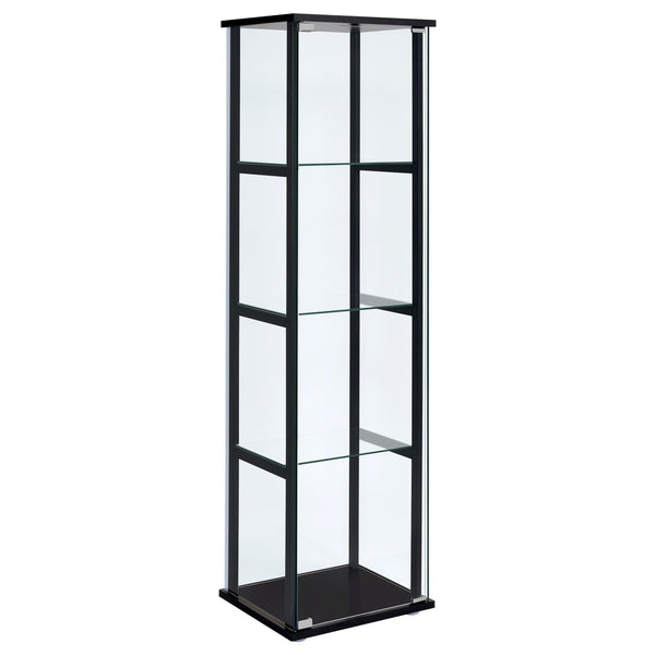 Coaster Furniture Cyclamen 950171 4-shelf Clear Glass Curio Display Cabinet - Black IMAGE 1