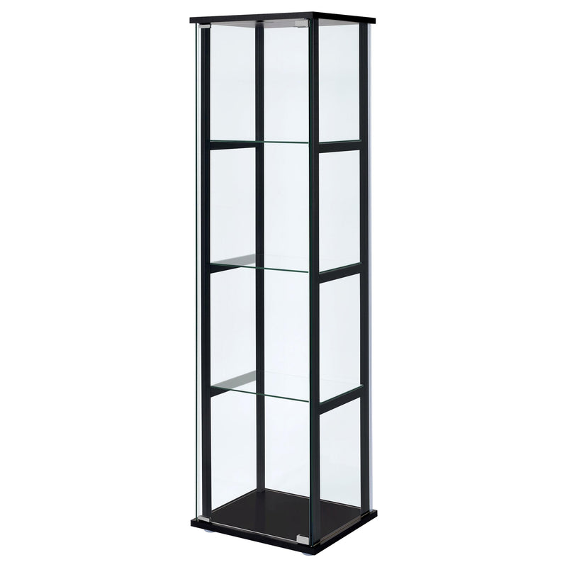 Coaster Furniture Cyclamen 950171 4-shelf Clear Glass Curio Display Cabinet - Black IMAGE 3