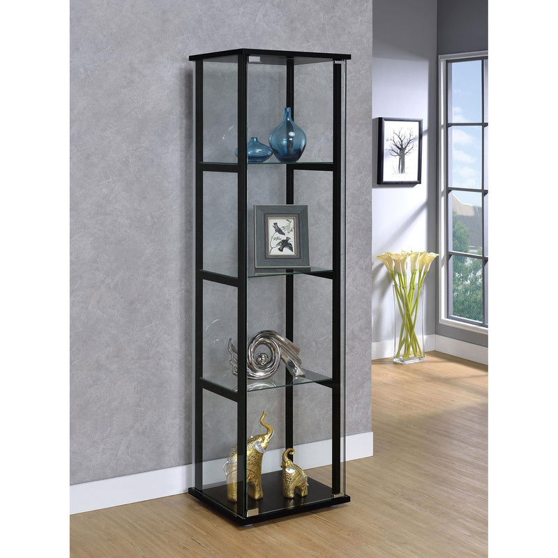 Coaster Furniture Cyclamen 950171 4-shelf Clear Glass Curio Display Cabinet - Black IMAGE 7