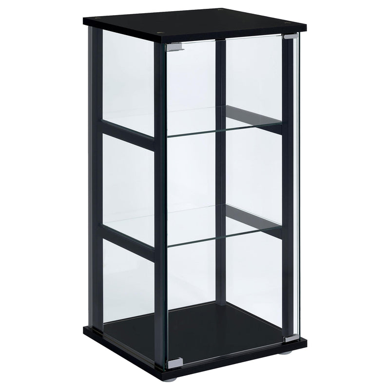 Coaster Furniture Cyclamen 950179 3-shelf Clear Glass Curio Display Cabinet - Black IMAGE 1