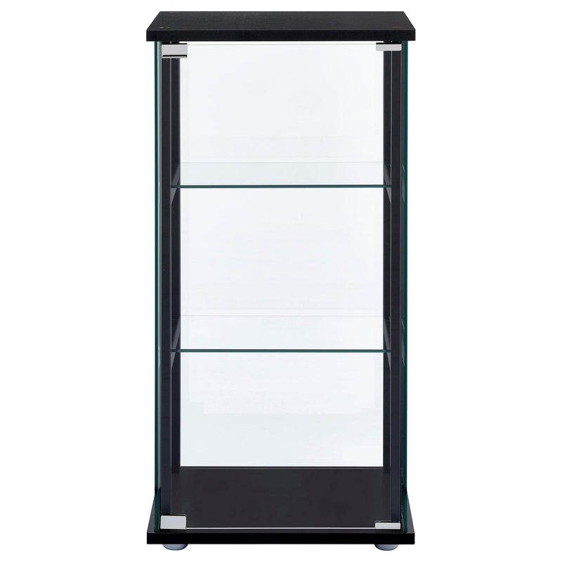 Coaster Furniture Cyclamen 950179 3-shelf Clear Glass Curio Display Cabinet - Black IMAGE 2