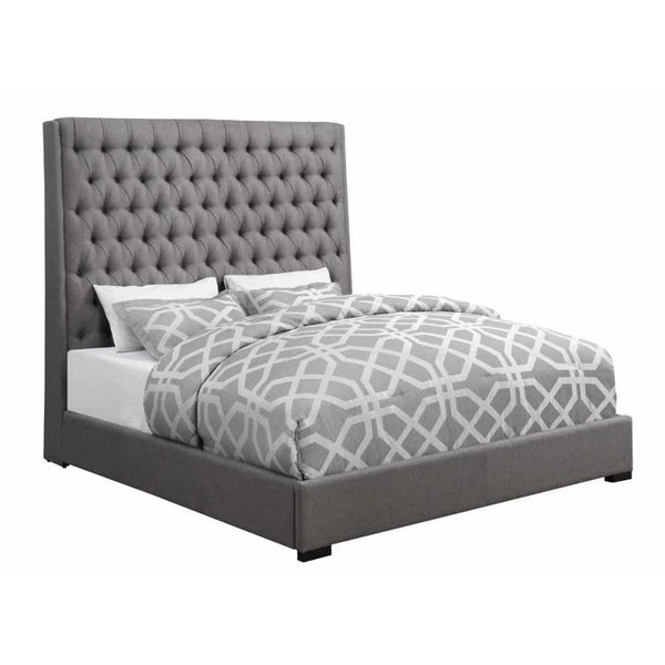 Coaster Furniture Camille 300621KE Upholstered Eastern King Panel Bed - Grey IMAGE 1