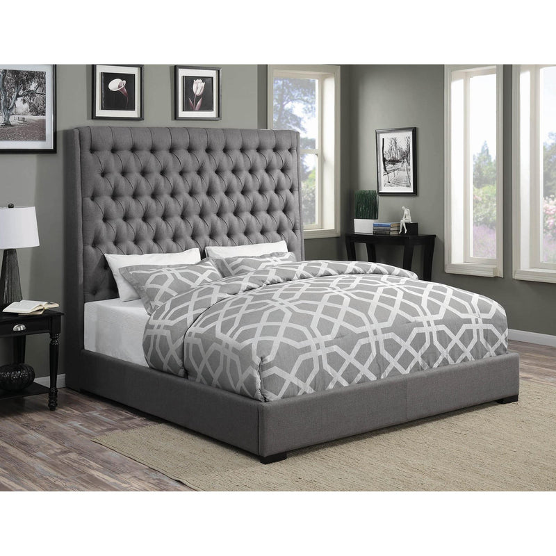 Coaster Furniture Camille 300621KE Upholstered Eastern King Panel Bed - Grey IMAGE 4