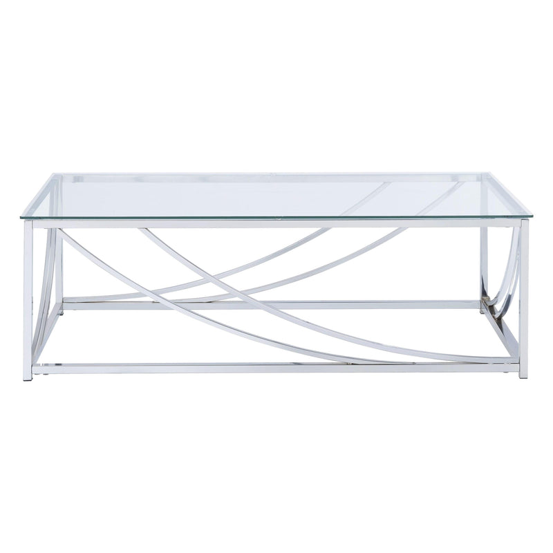 Coaster Furniture Lille 720498 Rectangular Glass Top Coffee Table - Chrome IMAGE 2