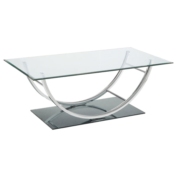 Coaster Furniture Danville 704988 Rectangular U-Shaped Glass Top Coffee Table - Chrome IMAGE 1