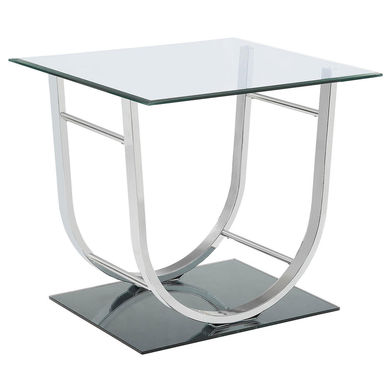 Coaster Furniture Danville 704987 Square U-Shaped Glass Top Side End Table - Chrome IMAGE 1