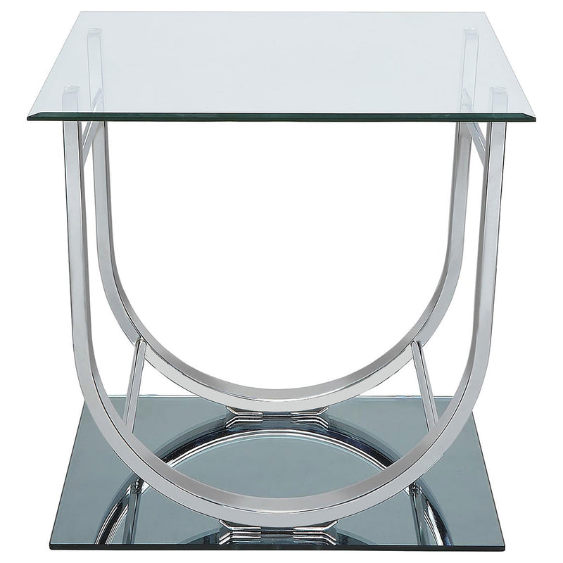 Coaster Furniture Danville 704987 Square U-Shaped Glass Top Side End Table - Chrome IMAGE 2