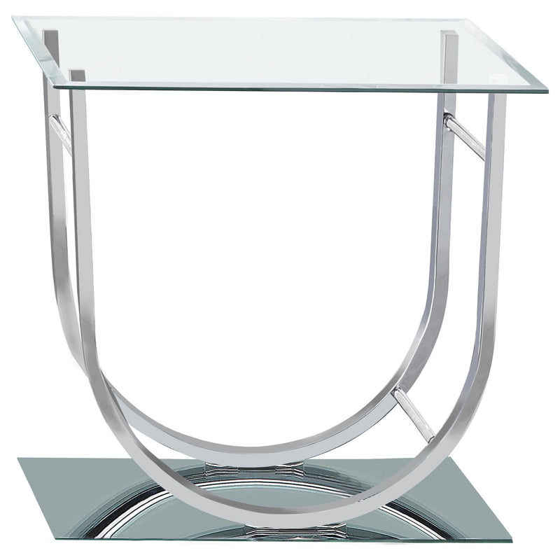 Coaster Furniture Danville 704987 Square U-Shaped Glass Top Side End Table - Chrome IMAGE 3