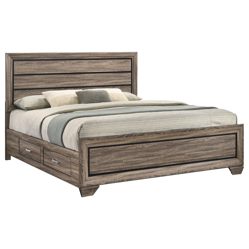 Coaster Furniture Kauffman 204190KE Wood Eastern King Storage Panel Bed - Washed Taupe IMAGE 3