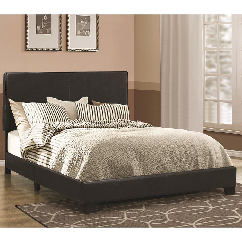 Coaster Furniture Dorian 300761KE Faux Leather Upholstered Eastern King Panel Bed - Black IMAGE 1
