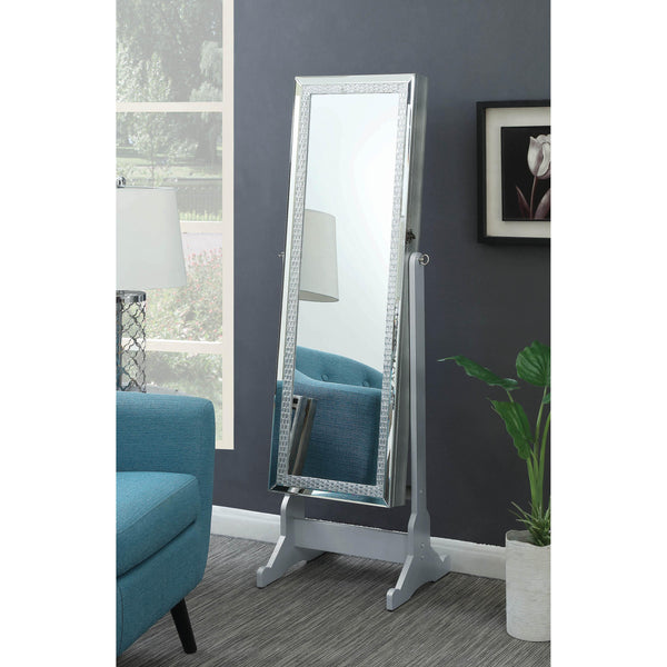 Coaster Furniture Elle 902779 Cheval Mirror with Jewelry Storage - Silver IMAGE 1