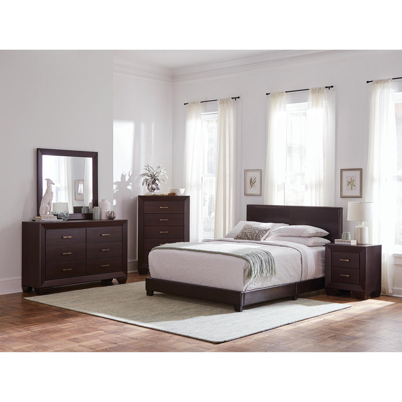 Coaster Furniture Dorian 300762Q Faux Leather Upholstered Queen Panel Bed - Brown IMAGE 4