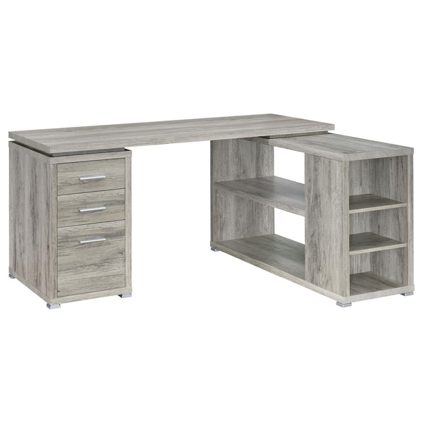 Coaster Furniture Yvette 801516 60-inch 3-Drawer L-Shape Computer Desk - Grey Driftwood IMAGE 1