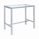 Coaster Furniture Tolbert 104873 Rectangular 47-inch Glass Top Pub Bar Table - Chrome IMAGE 1