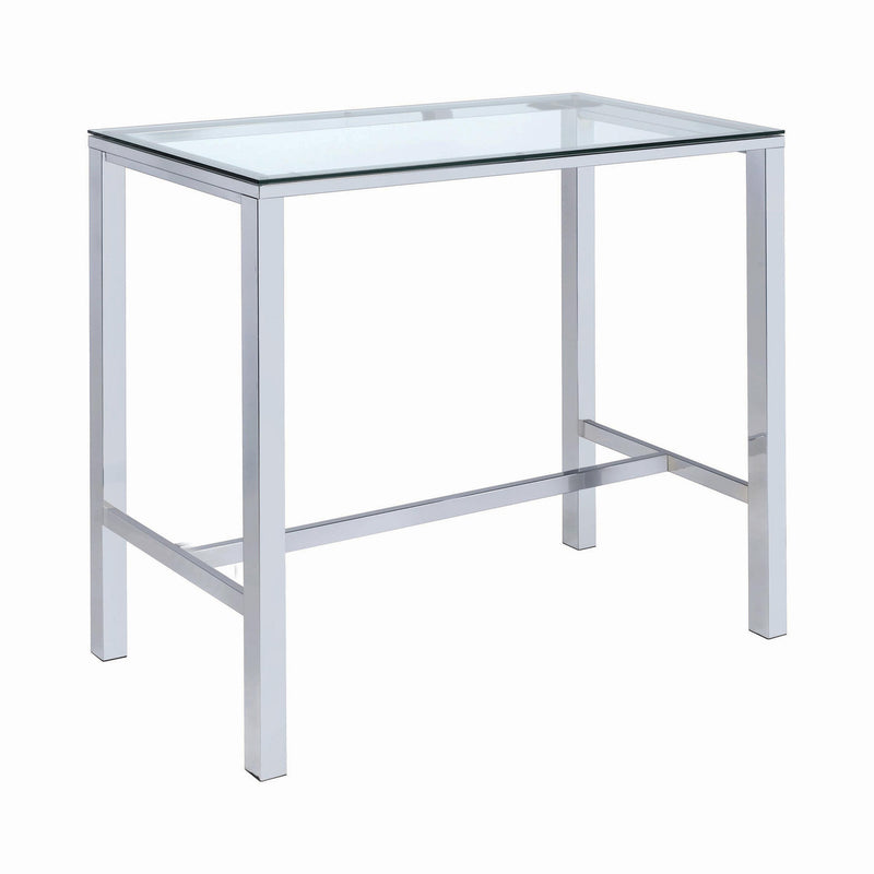 Coaster Furniture Tolbert 104873 Rectangular 47-inch Glass Top Pub Bar Table - Chrome IMAGE 1