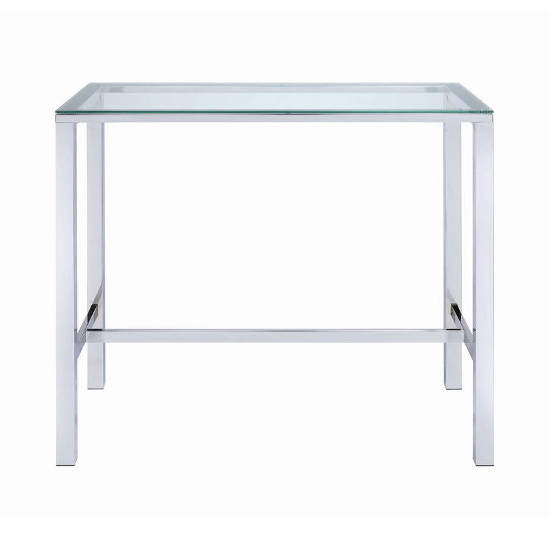 Coaster Furniture Tolbert 104873 Rectangular 47-inch Glass Top Pub Bar Table - Chrome IMAGE 2