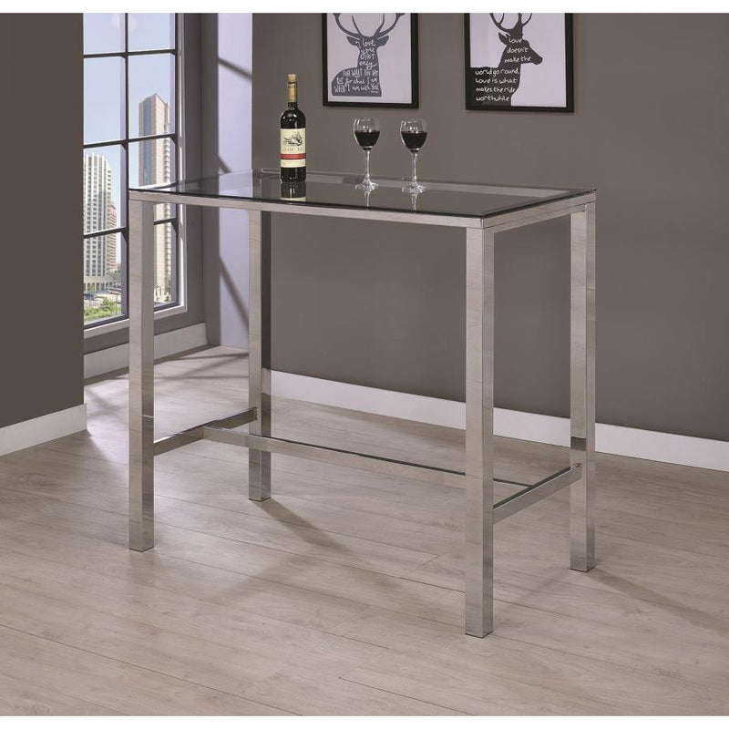 Coaster Furniture Tolbert 104873 Rectangular 47-inch Glass Top Pub Bar Table - Chrome IMAGE 4