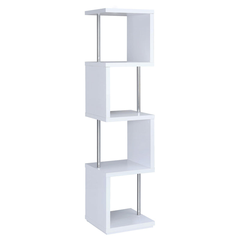 Coaster Furniture Baxter 801418 67-inch 4-shelf Bookshelf - White and Chrome IMAGE 3
