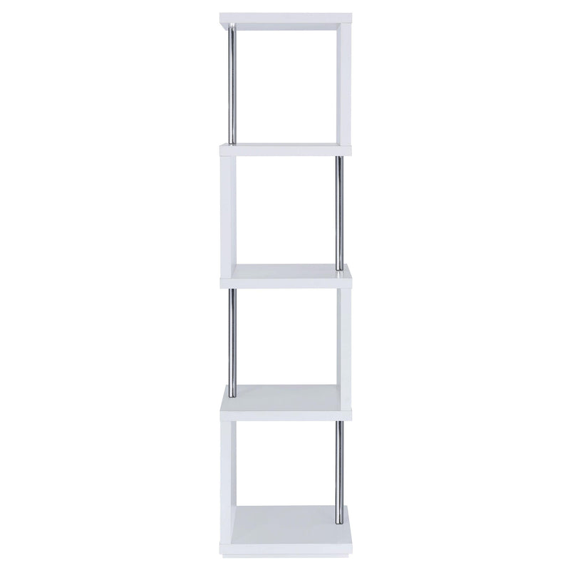 Coaster Furniture Baxter 801418 67-inch 4-shelf Bookshelf - White and Chrome IMAGE 4