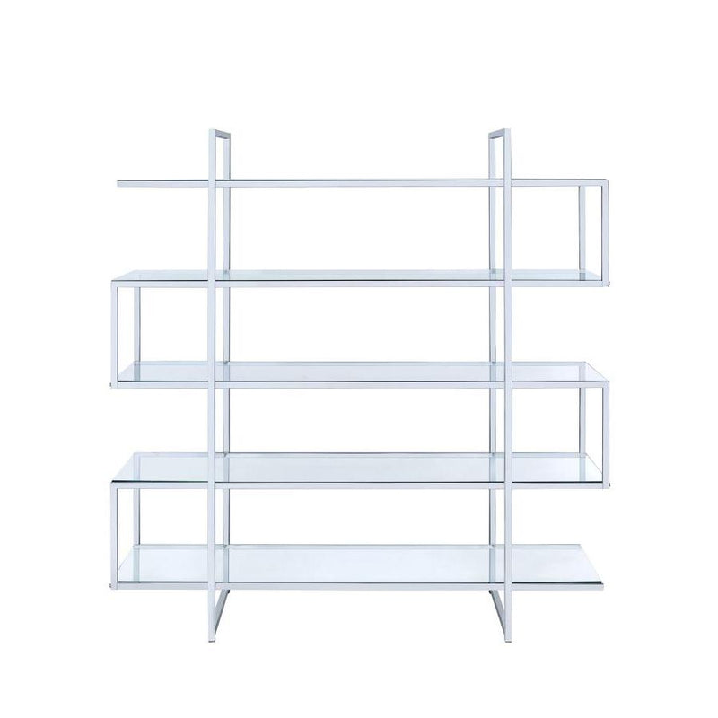 Coaster Furniture Elmer 801304 63-inch 5-shelf Bookshelf - Clear and Chrome IMAGE 1