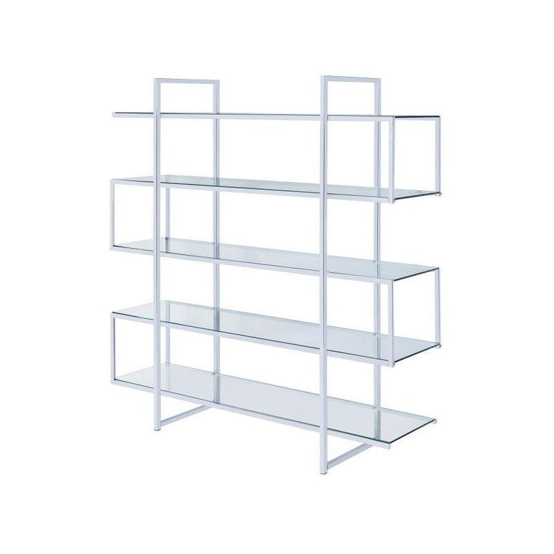 Coaster Furniture Elmer 801304 63-inch 5-shelf Bookshelf - Clear and Chrome IMAGE 2