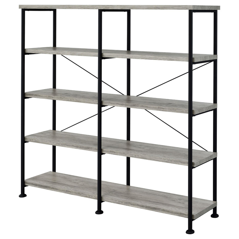 Coaster Furniture Analiese 801544 63-inch 4-shelf Double Bookshelf - Grey Driftwood IMAGE 3
