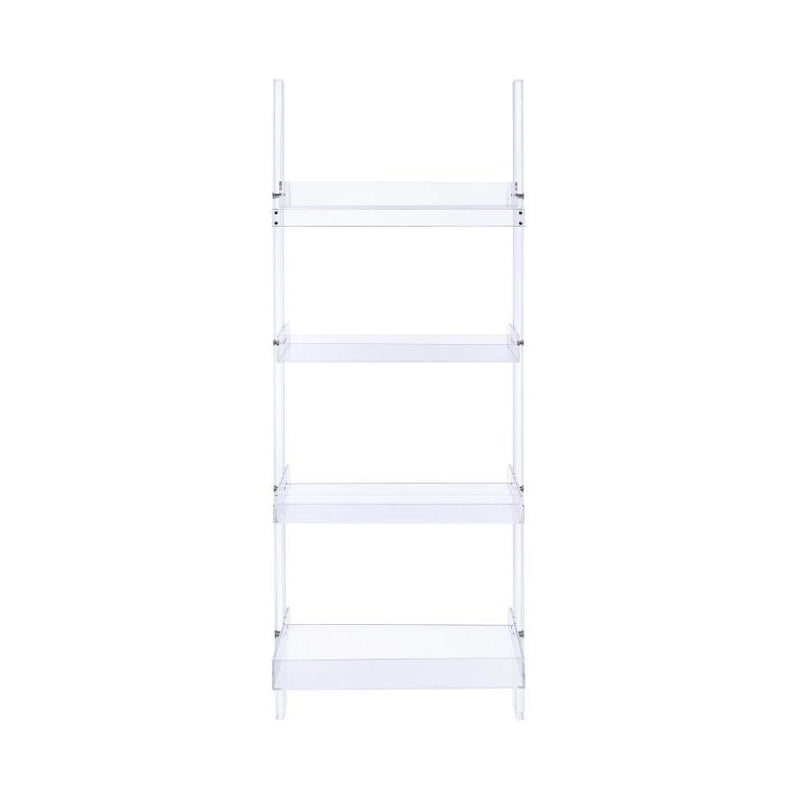 Coaster Furniture Amaturo 801553 72-inch 4-shelf Acrylic Ladder Bookshelf - Clear IMAGE 2