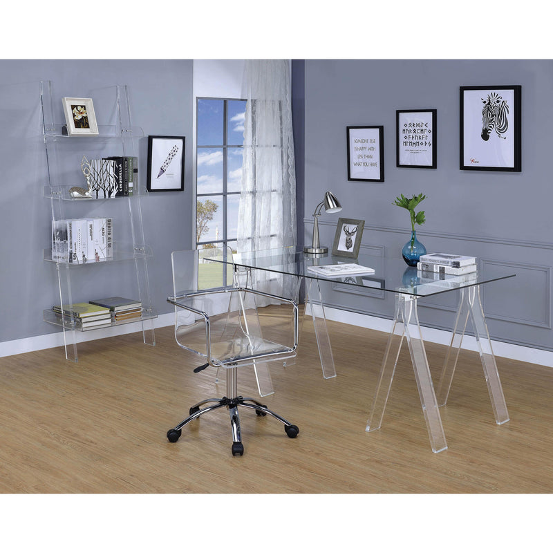 Coaster Furniture Amaturo 801553 72-inch 4-shelf Acrylic Ladder Bookshelf - Clear IMAGE 6