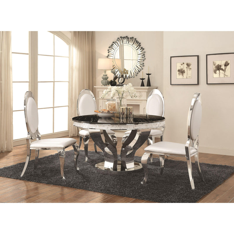 Coaster Furniture Anchorage 107891 Round 51-inch Glass Top Dining Table - Chrome IMAGE 2