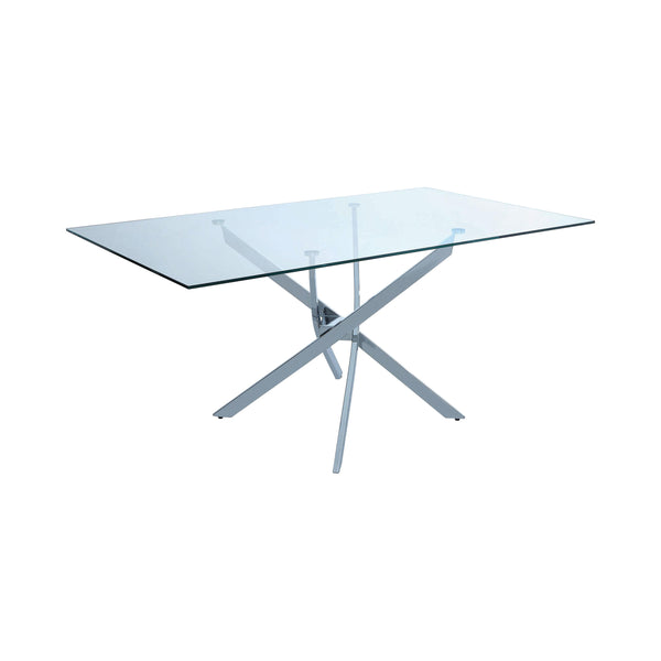 Coaster Furniture Carmelo 107931 Rectangular 66-inch Glass Top Dining Table - Chrome IMAGE 1