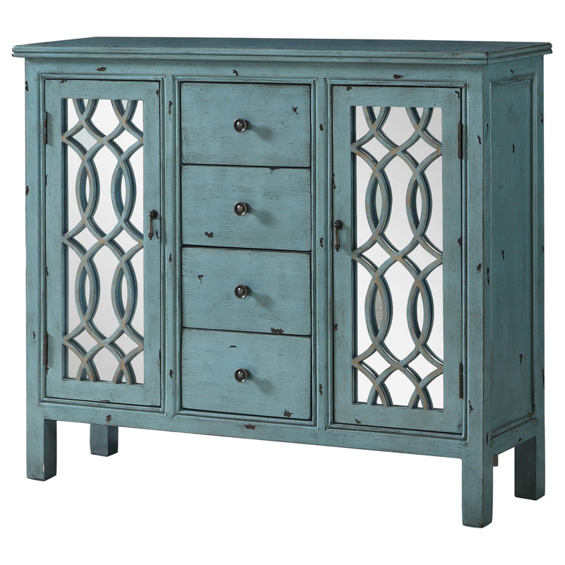 Coaster Furniture Rue 950736 4-Drawer Wood Trellis Accent Storage Cabinet - Blue IMAGE 5