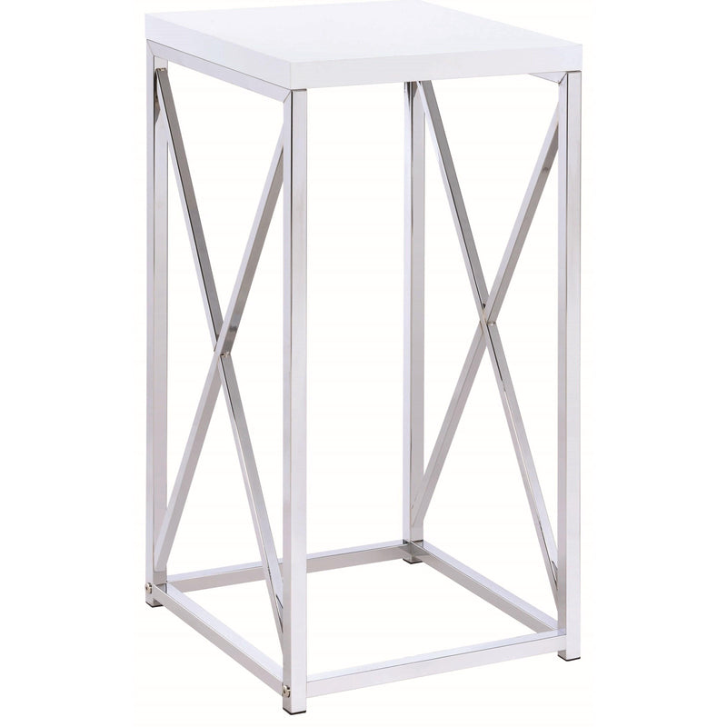 Coaster Furniture Edmund 930014 Square Accent Side Table - White High Gloss and Chrome IMAGE 1
