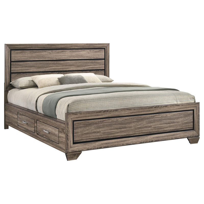 Coaster Furniture Kauffman 204190KW Wood California King Storage Panel Bed - Washed Taupe IMAGE 3