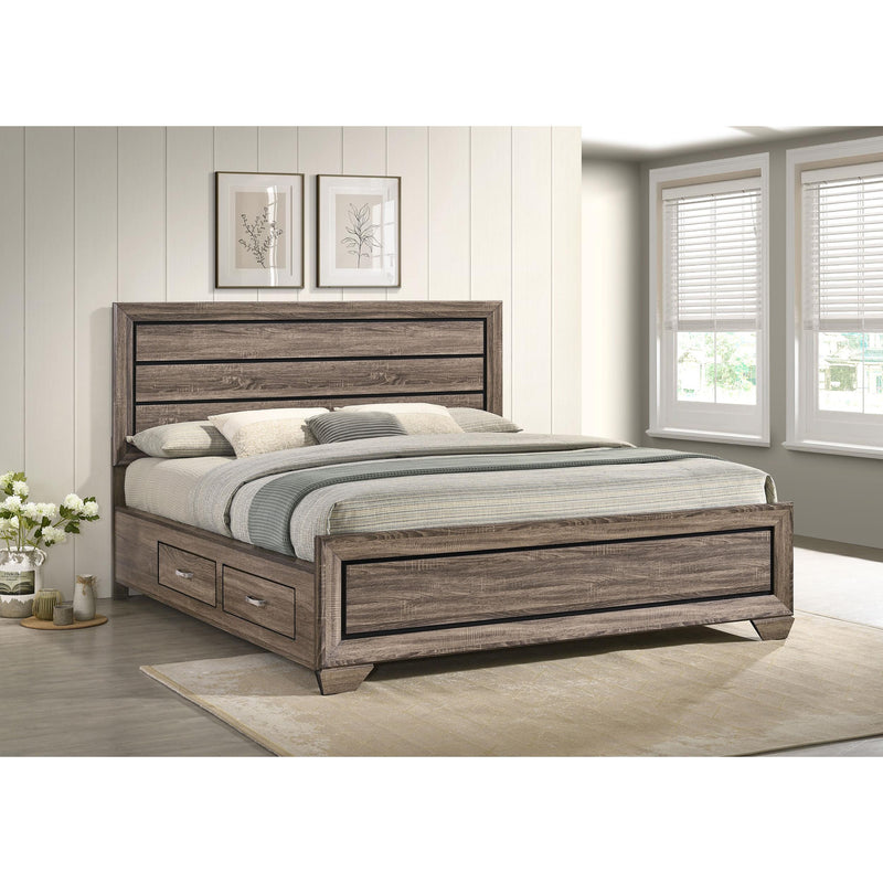 Coaster Furniture Kauffman 204190KW Wood California King Storage Panel Bed - Washed Taupe IMAGE 9