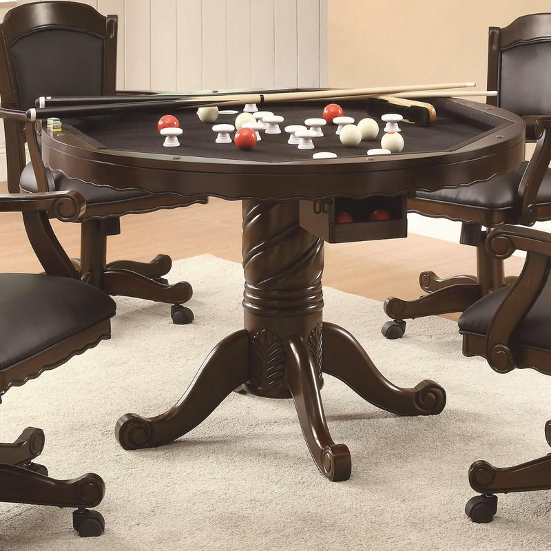 Coaster Furniture Turk 100871 Round Dining and Billiard Poker Game Table - Tobacco IMAGE 5