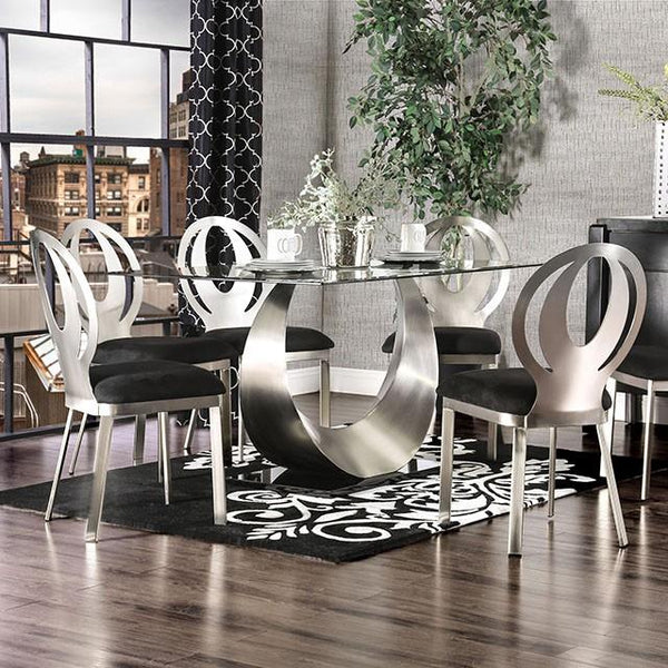 Furniture of America Orla Dining Table with Glass Top and Pedestal Base CM3726T-TABLE IMAGE 1