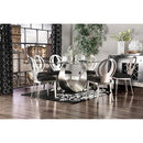 Furniture of America Orla Dining Table with Glass Top and Pedestal Base CM3726T-TABLE IMAGE 2