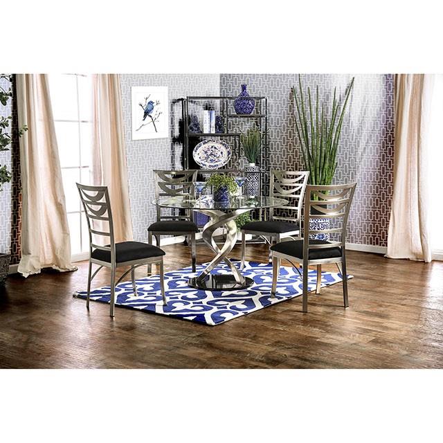 Furniture of America Roxo Dining Table with Glass Top and Pedestal Base CM3729T-TABLE IMAGE 2